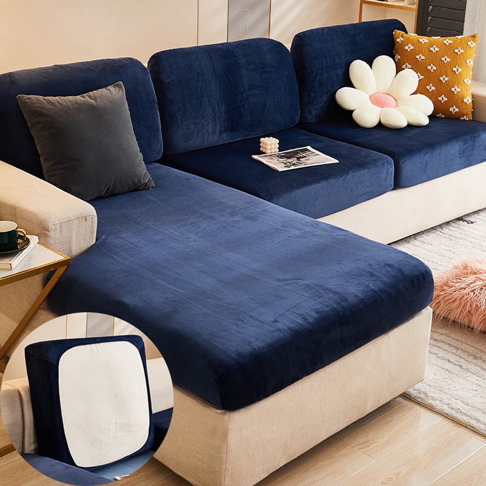 Cozy Velvet Sofa Seat Cushion Cover,Luxury Soft Stretch Covers for Seat Cushion with Elastic Bottom,Scratch Resistant Pet Sofa Protector