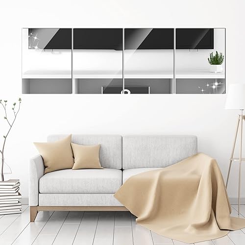 Miniatura 6 de 80 hojas de espejo flexibles, autoadhesivas, no de vidrio, azulejos de espejo, calcomanías de pared para despegar y pegar, papel tapiz de plástico