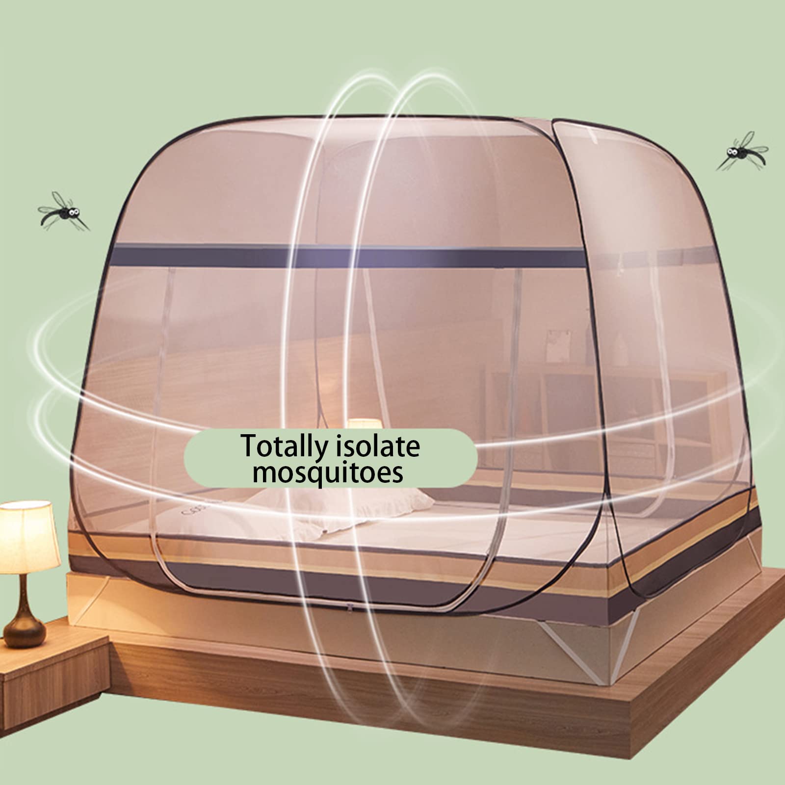 Pop-Up-Moskitonetz-Zelt für Bett mit Boden, große Doppeltür, faltbares Design, Baldachin-Netzzelt, tragbar, staubdicht, für Innenräume, Reisen, Camping, für Twin- bis King-Size-Betten