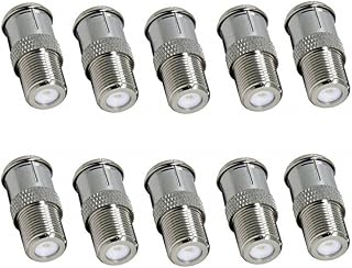 VCE RG6 Coaxial Cable Connector, Quick Push On Male to F Type Female Coax Extender Copper Plated Adapter, 10 Pcs.