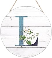 Vista 22 de Welcome Sign for Wall Initial Letter C Blue Round Wood Signs Monogram White Floral Wood Plaque Fresh Flowers 12in Mid Century Home Wall Decor for