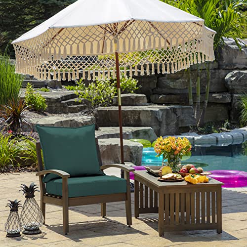 Image of Arden Deep Seat Outdoor Chair Cushion Set, 24 in x 24 in, Weather-Proof, Rain-Proof, Fade Resistant Patio Cushion Set for Chair, Sofa, and Couch Peacock Blue Green Texture