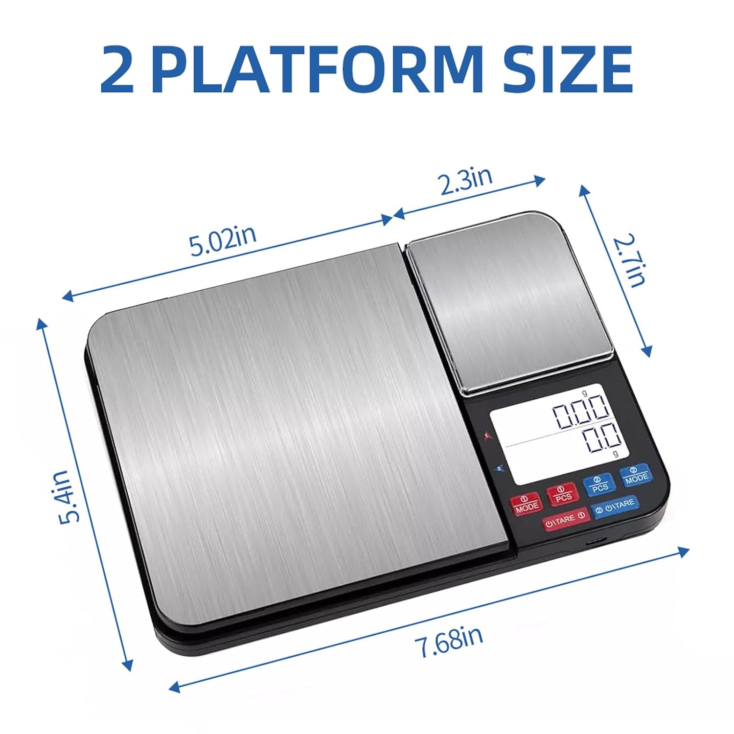 Dual Platform Digital Kitchen Scales, Food Scales with Two Precision, for Baking Cooking Coffee Jewelry, with Stainless Steel, Backlit LCD