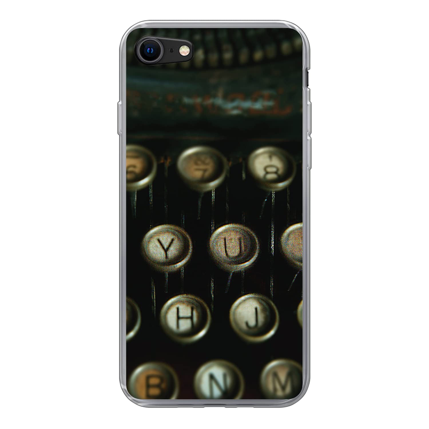 MuchoWow Funda para iPhone SE 2020 - Máquina de Escribir - Vintage - Teclado - Funda de Silicona/Funda Blanda para teléfono móvil