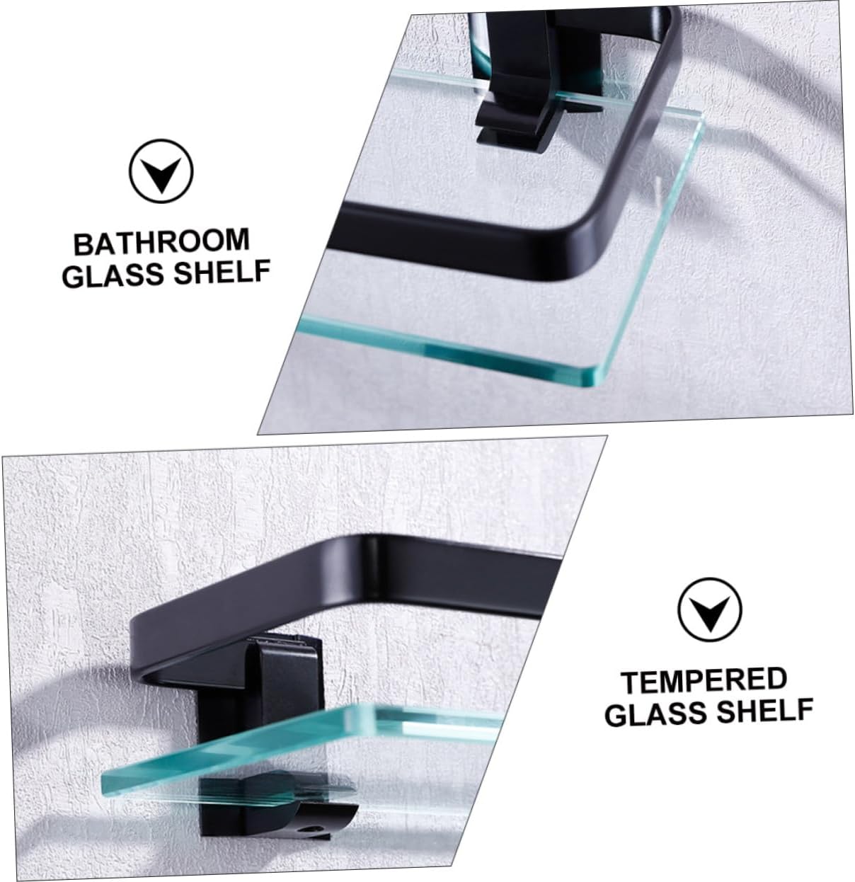 PRETYZOOM Wall Mounted Bathroom Glass Shelf Single Layer Tempered Glass Storage Rack Stylish Home Organizer for Easy to Install Accessories