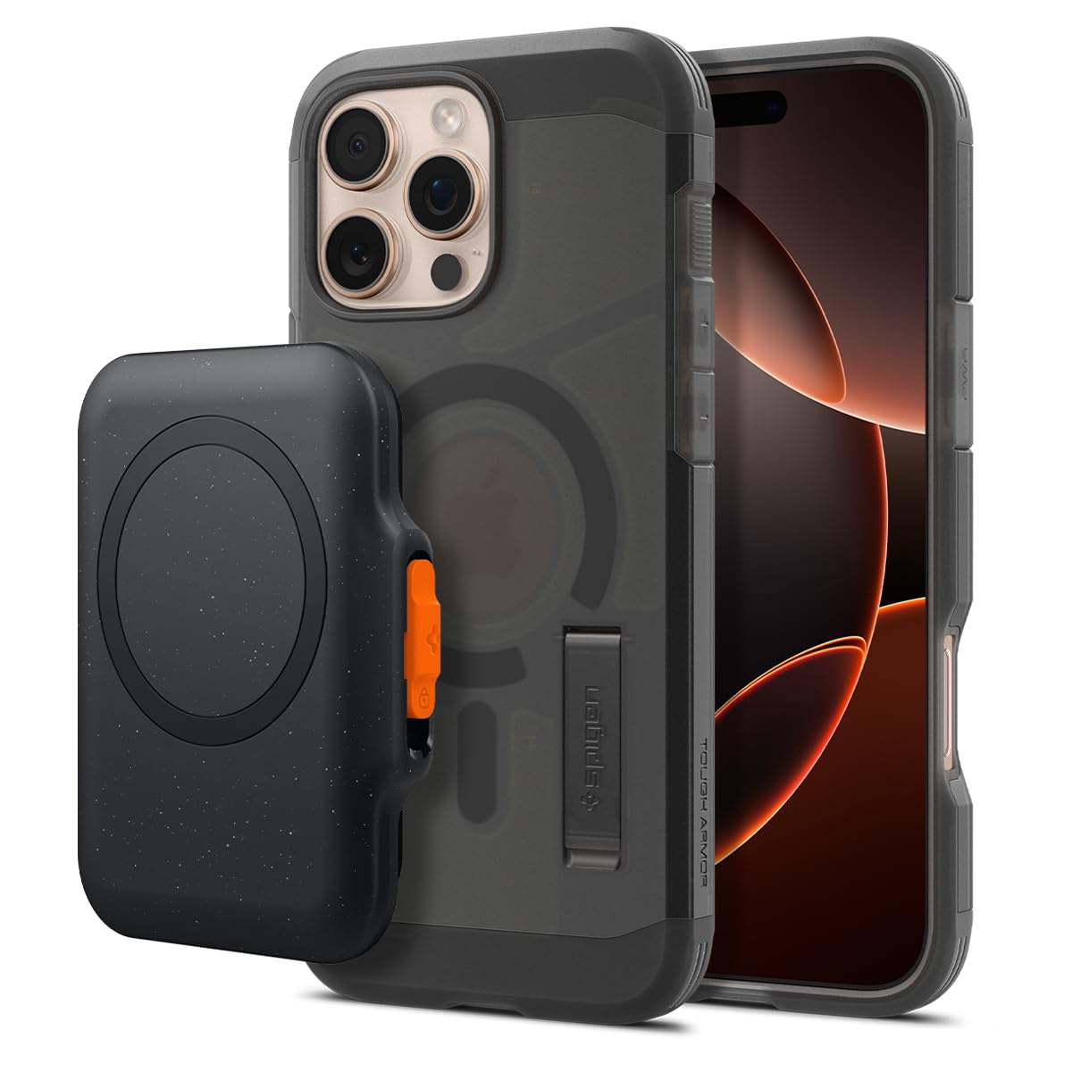 Porte-Cartes Magnétique Spigen TieFit MagFit - Pour IPhone 12-17 MagSafe Et Pixel Snap - Support Réglable, Sangle De Rangement