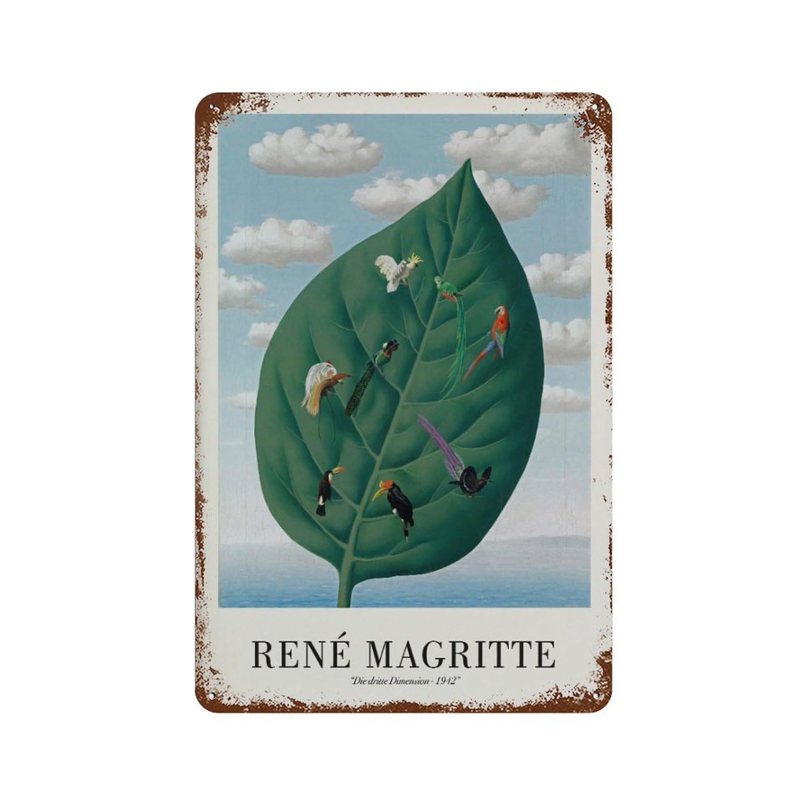 xiaoxiaoshen Rene Magritte Surrealist Mid-century Modern Decor Wall Decor Art Metal Tin Poster Modern Home Decor Art Home Bar Shop Decorations Vintage Sign 30x20cm