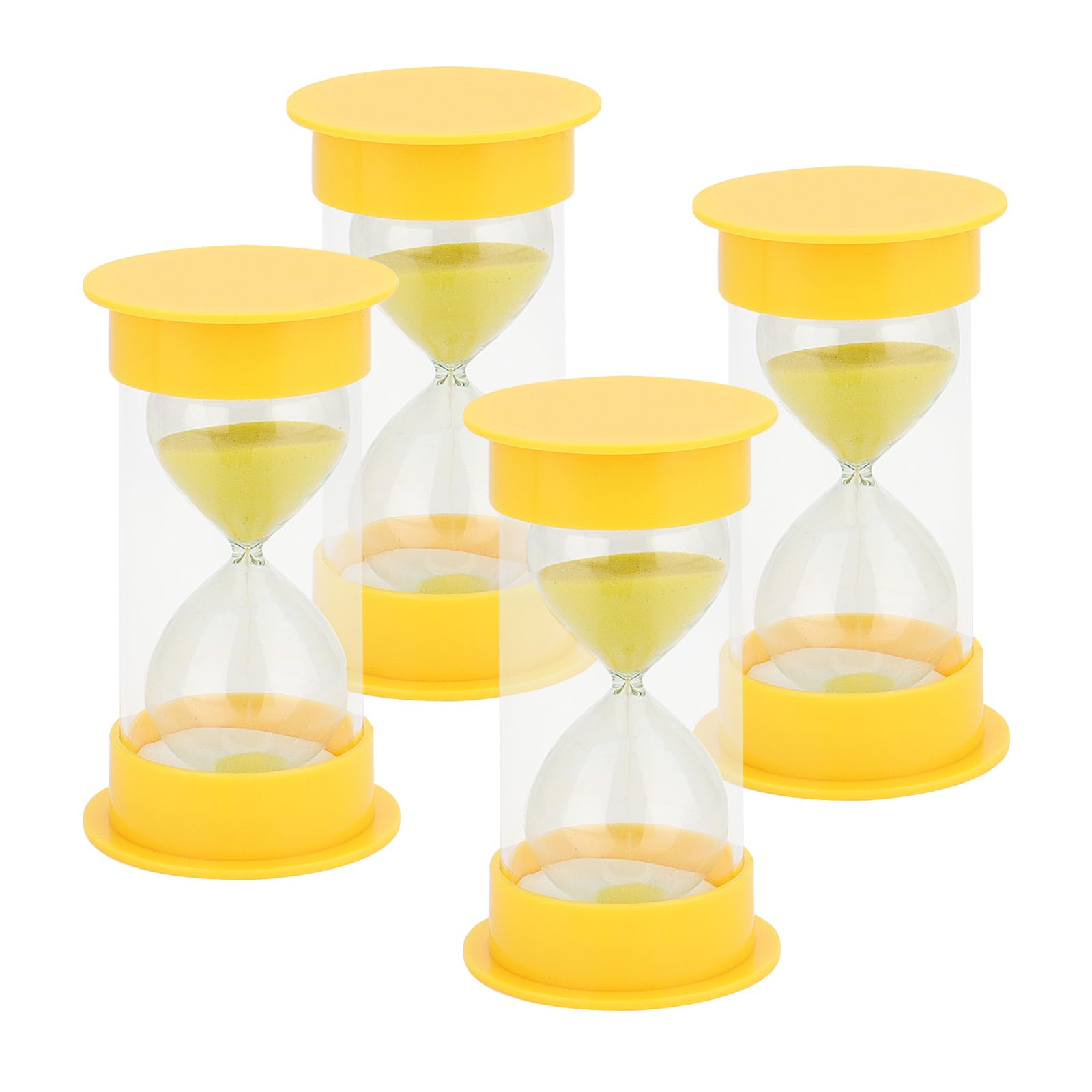Keileoho Yellow 4 Pcs 10 Minutes Sand Timer, Countdown Hourglass Sand Clock, Sandglass Sand Timer For Home Office Kitchen
