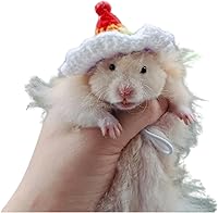 Vista 27 de Sombrero de hámster, mini animales pequeños con correa ajustable, encantadores sombreros pequeños de punto a mano para lagarto, conejillo de indias