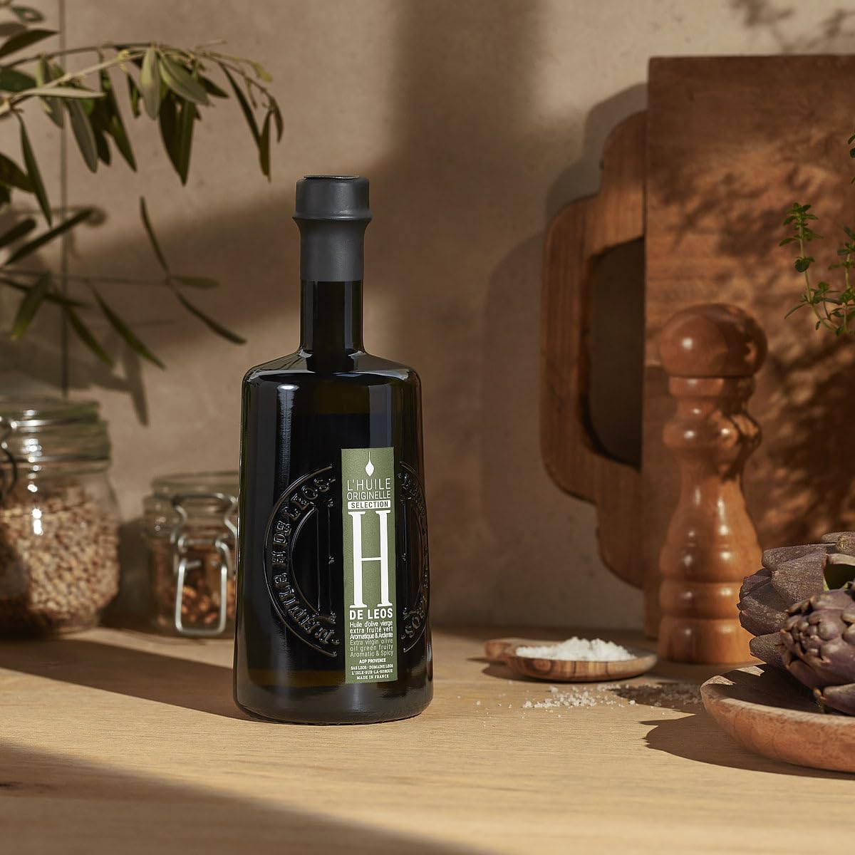 LEOS - Huile d'Olive Vierge Extra - H DE LEOS - Fruité Vert - Multimedaillée - 500ml - Provence - Made in France