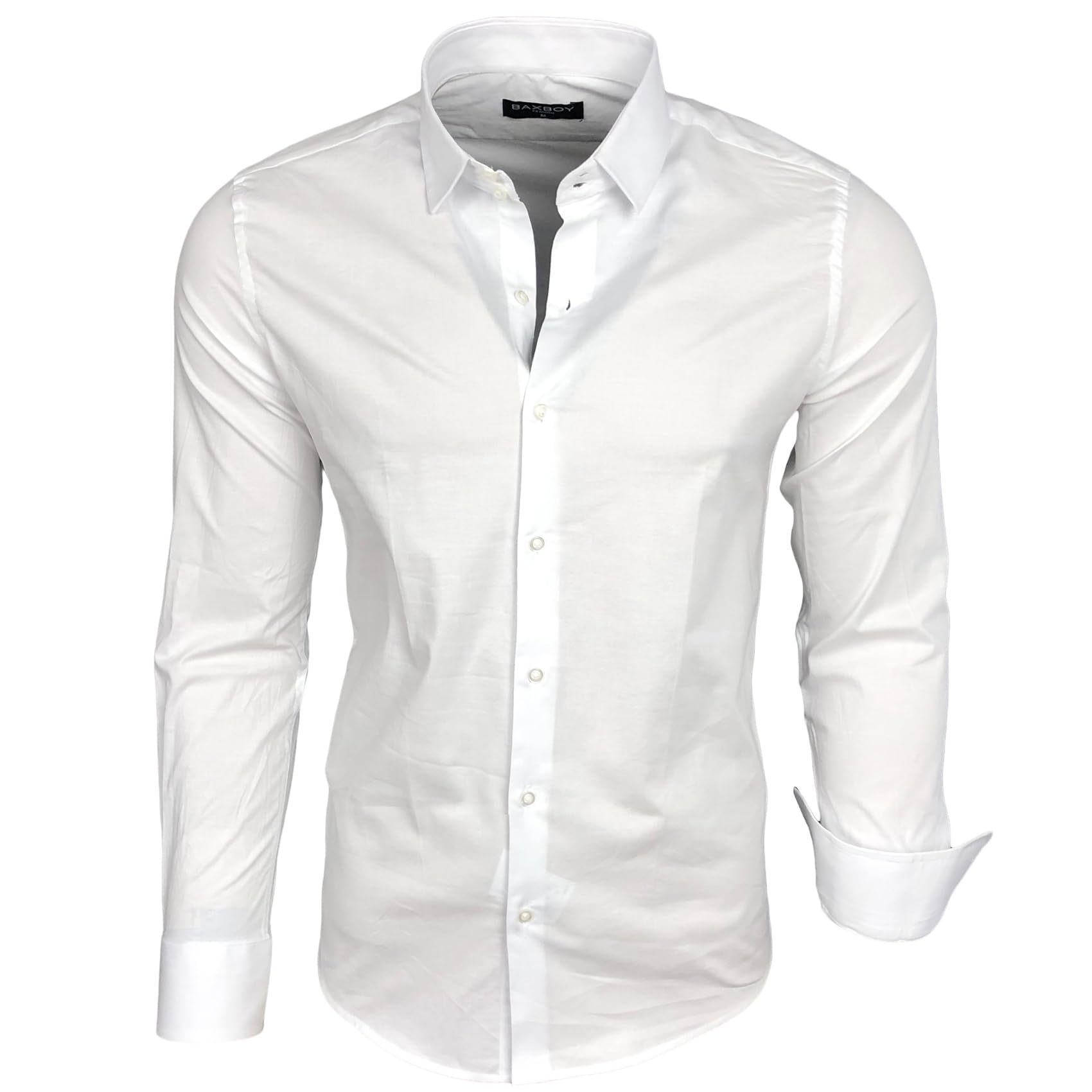 Subliminal Mode – Camisa para hombre de corte ajustado cuello y manga bicolor con un planchado fácil de manga larga informal S500