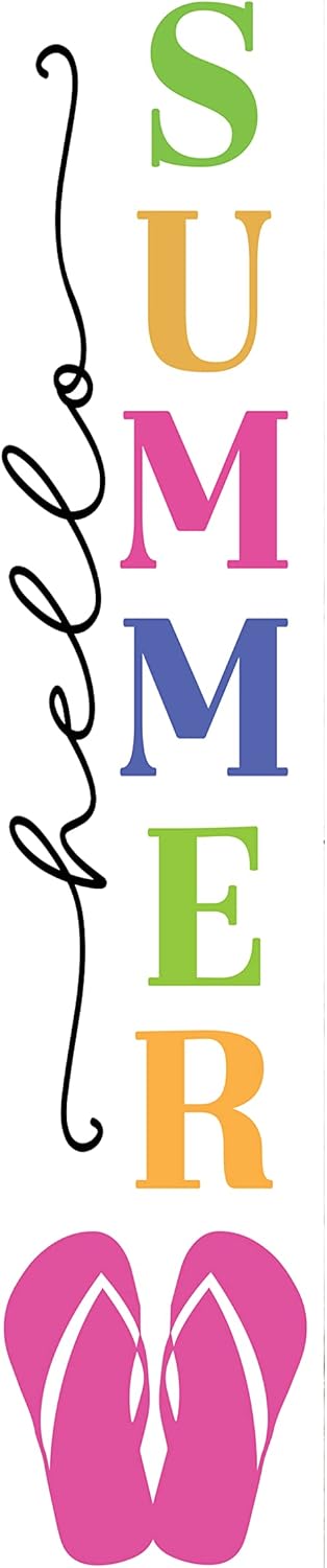 Twisted R Design - Unique Vertical Summer Decor Wooden Sign, 24" Hanging/Standing Farmhouse Summer Decor, Directly Printed Home Decorations for Summer, Hello Summer Ice Cream Vertical Wall Decor, 2ft