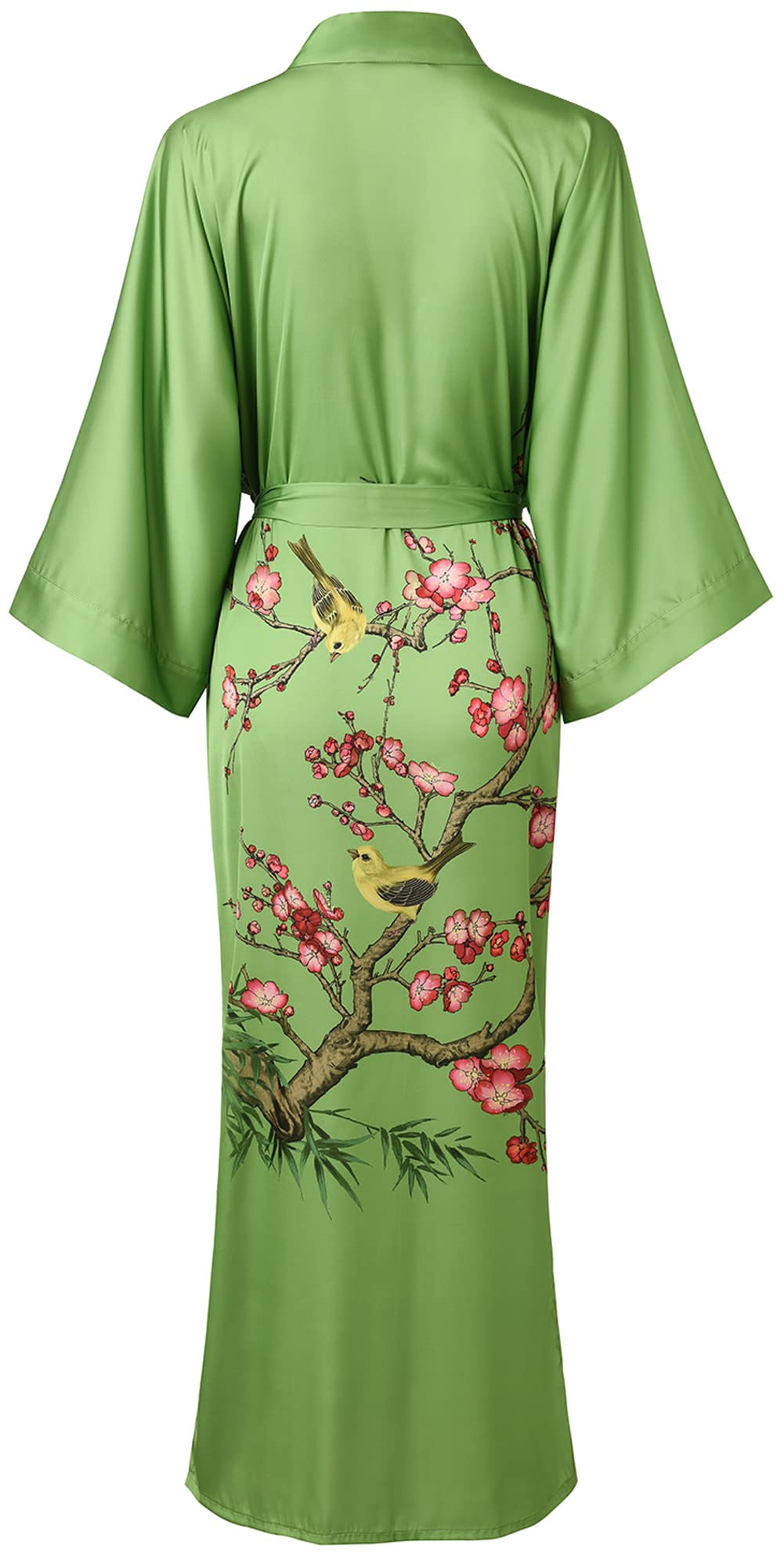 Ledamon Bata larga tipo kimono para mujer – Bata de baño floral con bolsillo