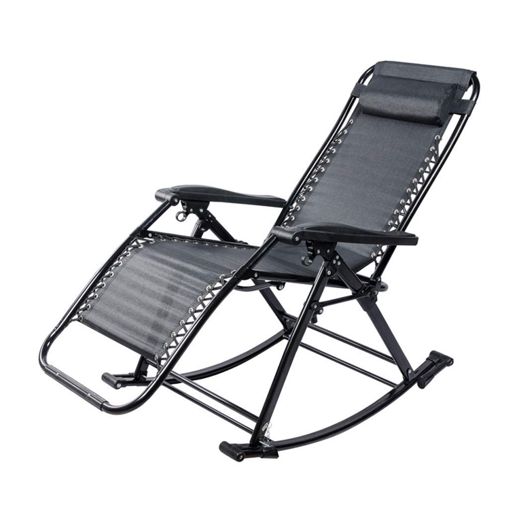 Chaise de patio inclinable pour balcon et jardin | Fauteuil à bascule noir