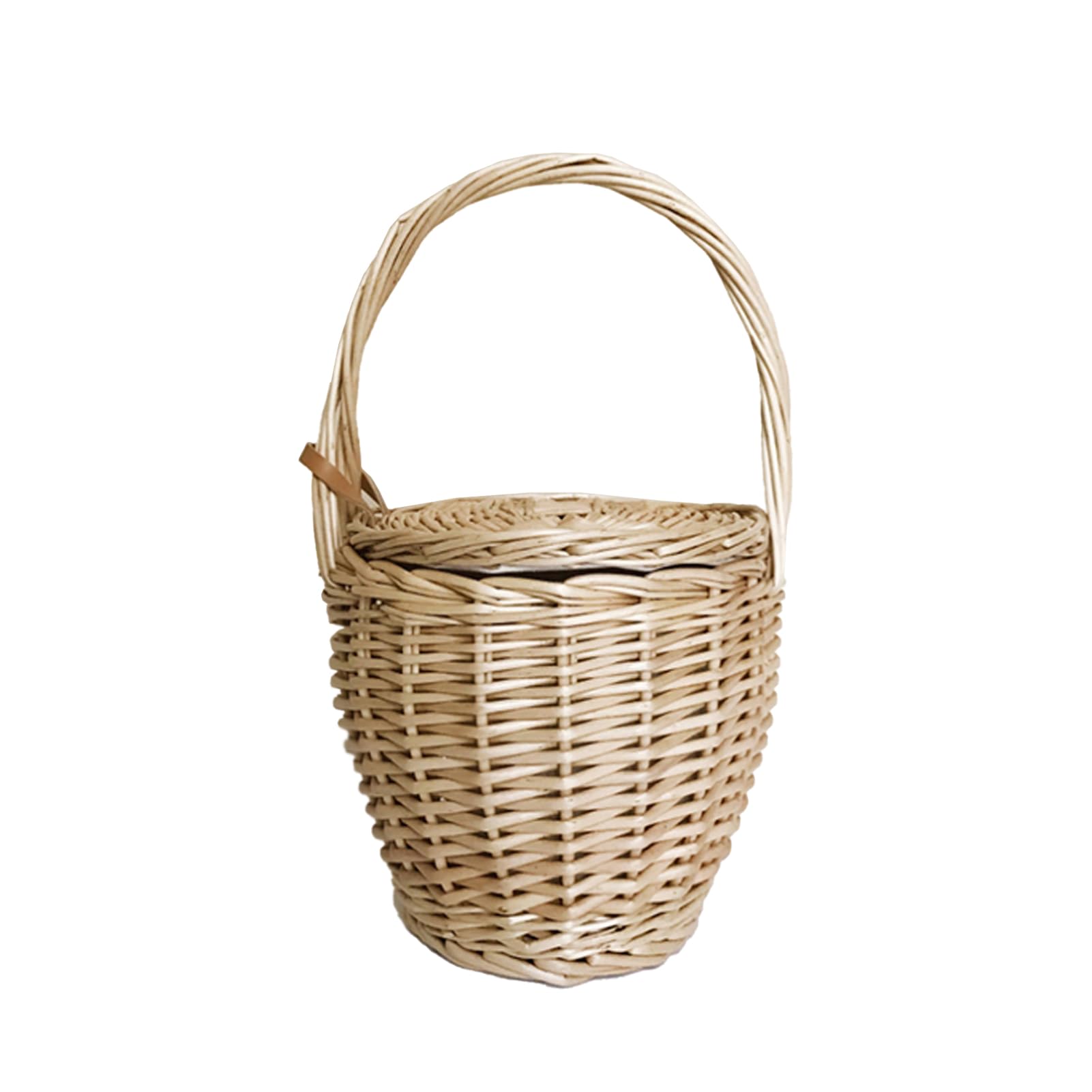 Wicker Basket Handmade Rattan Basket Fruit Storage Basket Kitchen Egg Storage Basket Multi Purpose Picnic Basket Household Basket with Liner and Lid for Home