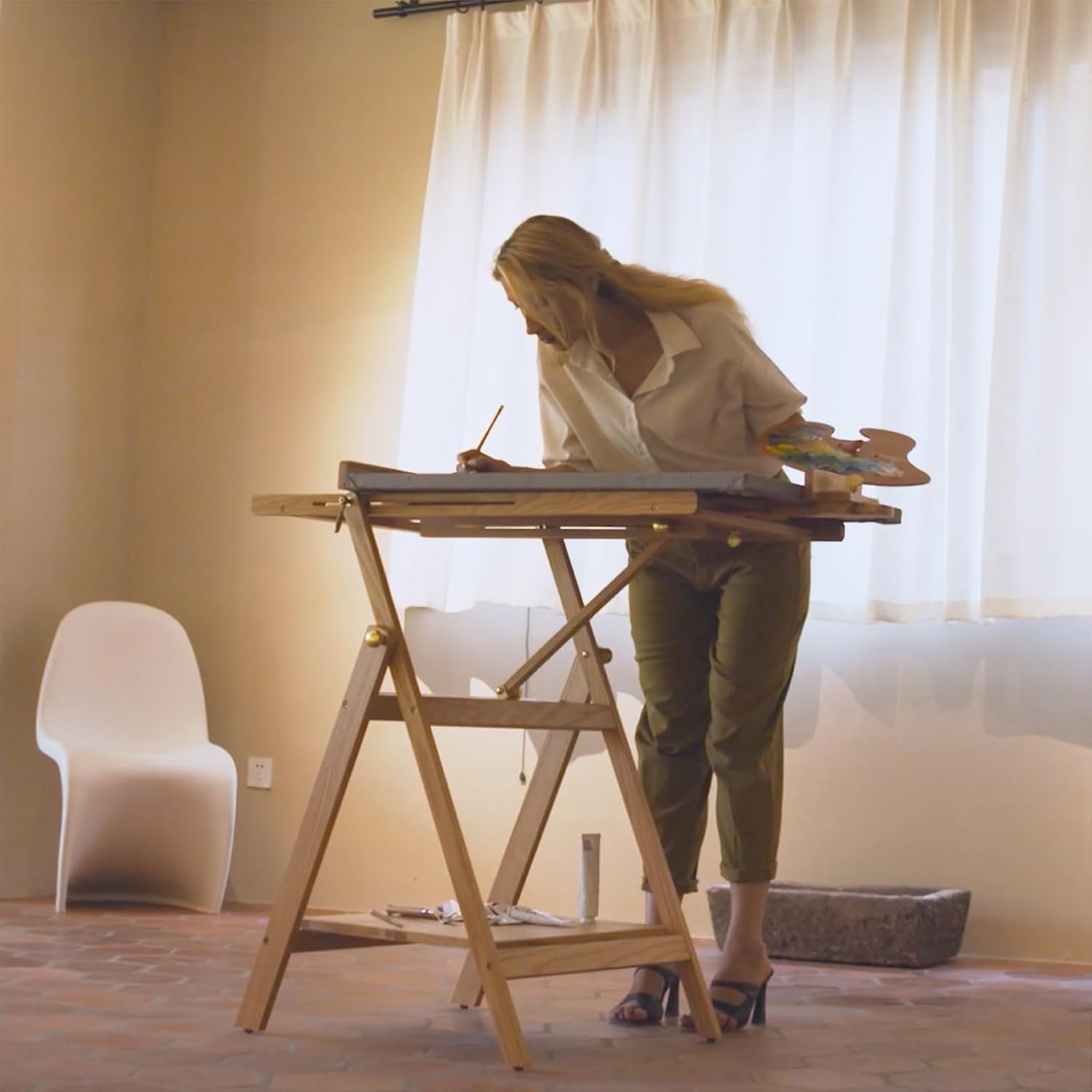 Large Wooden Easel for Painting: Artist H Frame Easel Stand with Upgrade Hardware- Hold Canvas up to 93" - Professional Art Easel for Adults