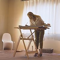 Vista 6 de Caballete de madera grande para pintar: soporte de caballete con marco H para artista, con accesorios mejorados, sostiene lienzo de hasta 93