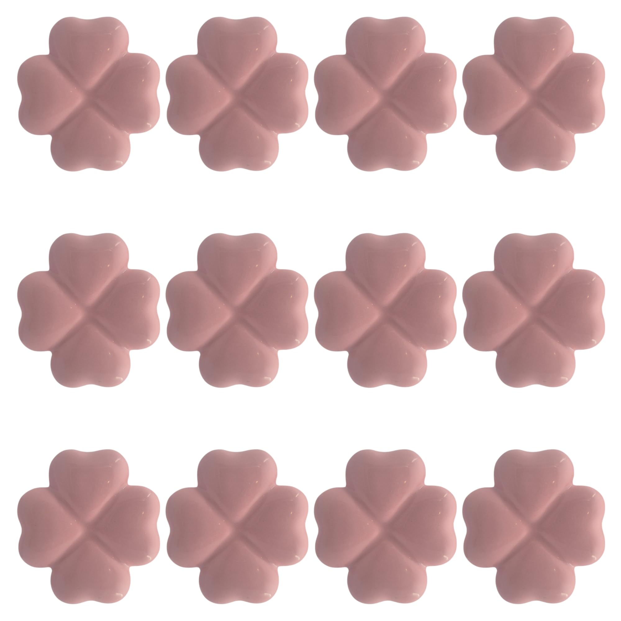 Trèfle en céramique Gentile Ceramiche fait main en Italie, 12 pièces aimantées rose élégant