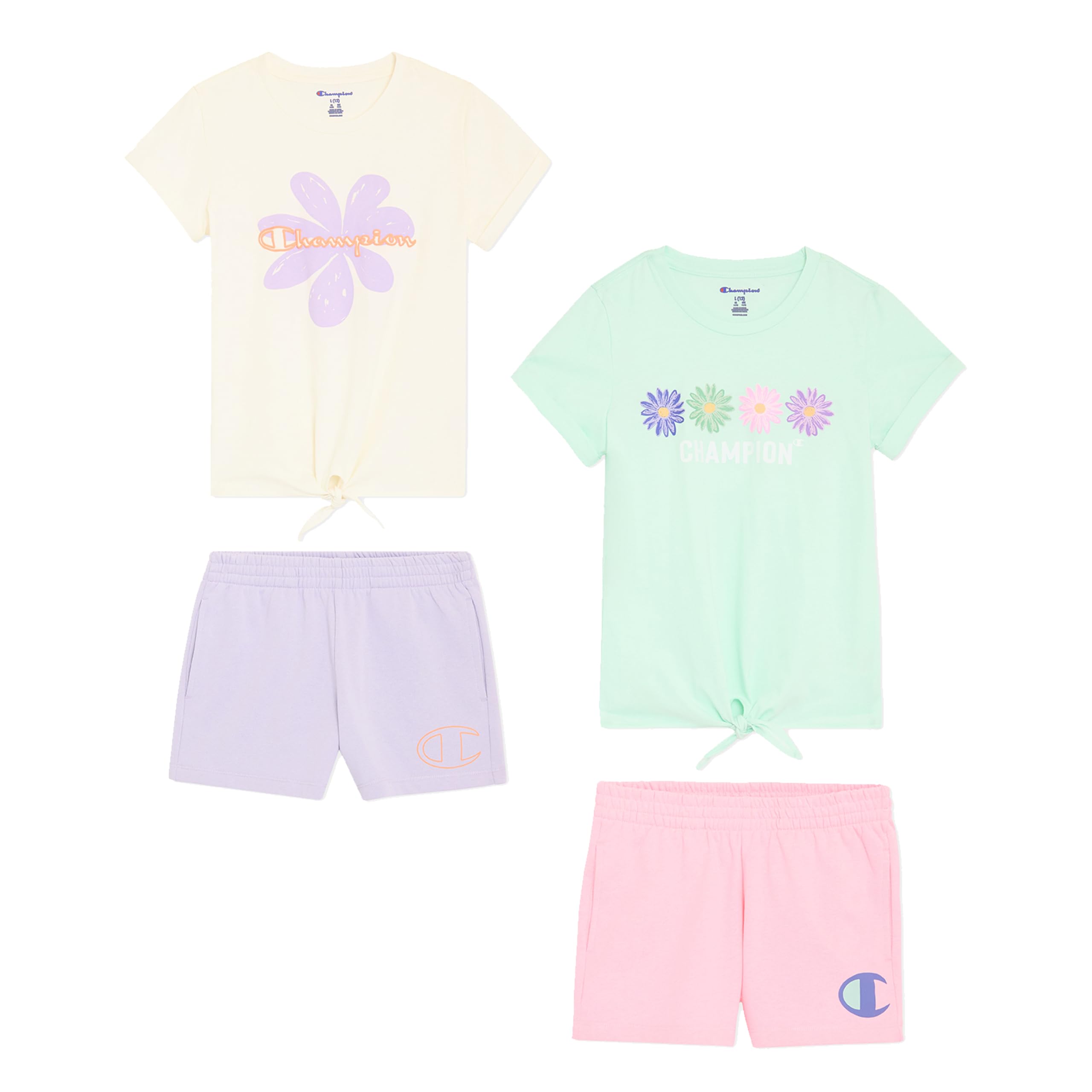 Champion Mädchen-Shorts-Set, 2-teilig, kurzes Set für Mädchen, aktive Kleidung