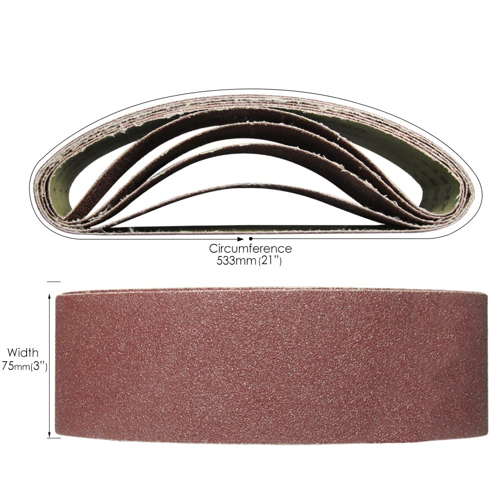 Pas szlifierski 20 sztuk 75x533mm taśma szlifierska różne opakowania 3x21 Cal szlifierka taśmowa z tlenku glinu grys 60 80 120 240 narzędzia do obróbki drewna