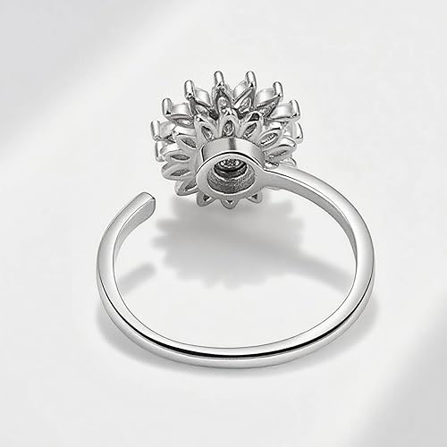 Miniatura 5 de Sunflower Rotating Ring for Anxiety Relief - Spinner Ring with Rotating Band Adjustable, Stress Reducing Sensory Jewelry Gift for Women & Adults