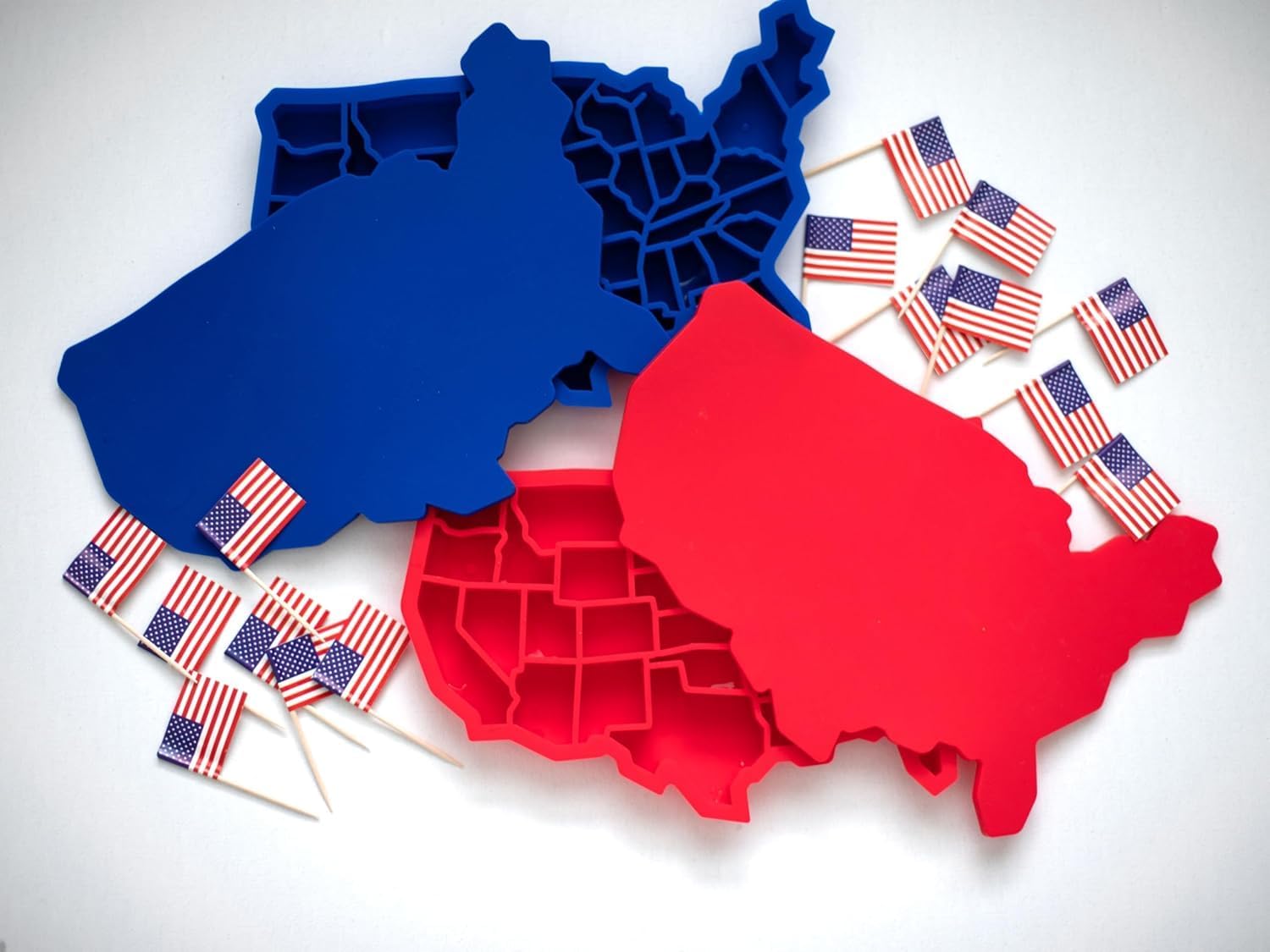 Amer-Ice Ice Cube Tray, USA Ice Cube Tray with State Ice Cube Molds, Ice Molds Fun Shapes, Fun Ice Cube Trays Shaped Like American States, 23cm x 15cm 1.6cm