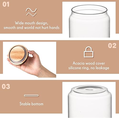 Miniatura 3 de 16 recipientes de vidrio de borosilicato transparente herméticos sellados con tapas de madera, recipientes de especias de cocina, para servir café,