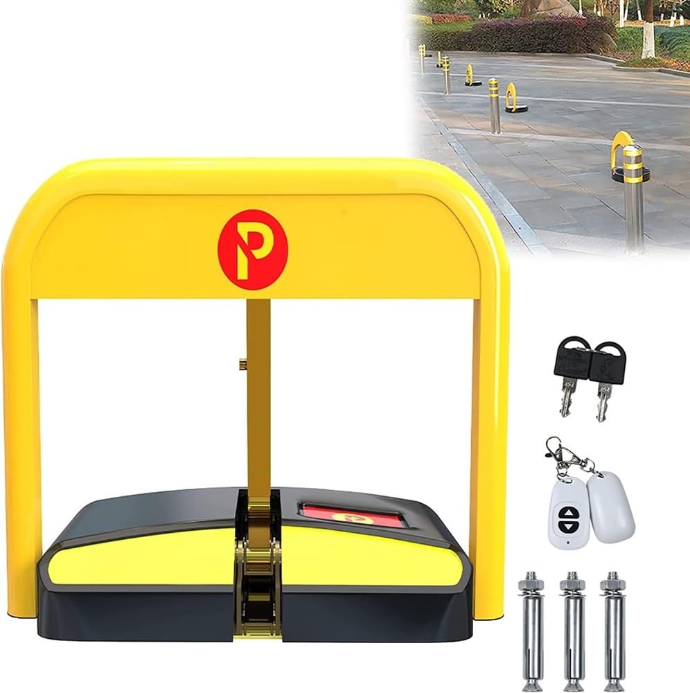 YNBSHGAA Folding Parking Barrier with Smart Lock & Alarm, Automatic Bollard for Secure Carport Protection at Home, Office & Commercial Areas