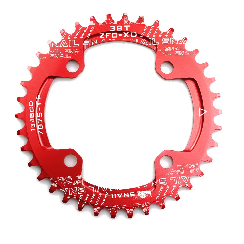 CYSKY Narrow Wide Chainring 104BCD 32T 34T 36T 38T 4 Bolts Bike Single Chainring for 9 10 11 Speed, Perfect for Road Bike Mountain Bike BMX MTB Fixie Track Fixed-Gear Bicycle (Round, Red)