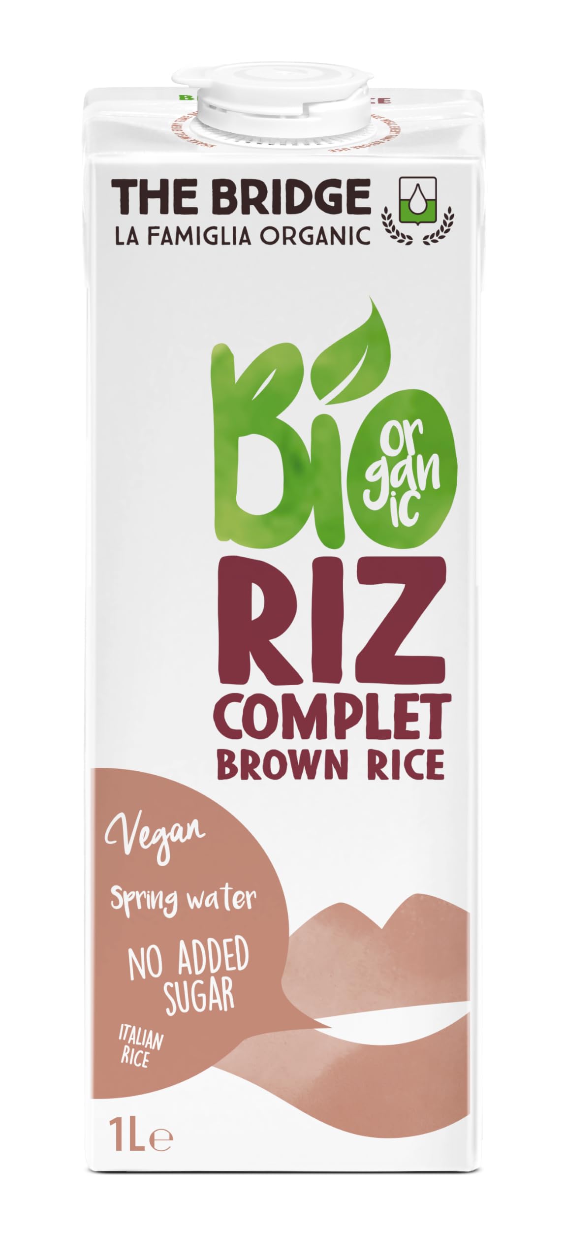 The Bridge - Bio Brown Rice Drink - Bevanda Biologica a base di Riso Integrale (Formato da 1 litro, Scatola da 12 pezzi)
