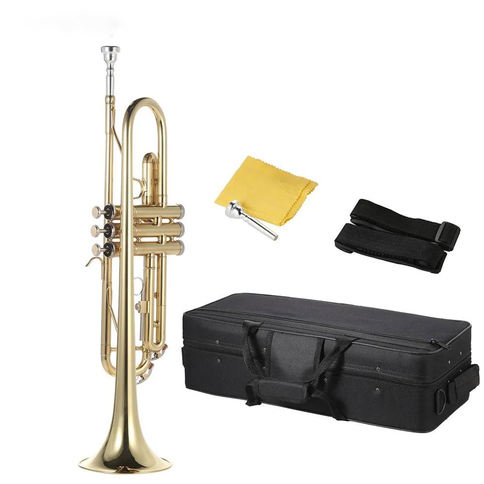 Standard Trąbka Trąbka Bb Płaska Mosiężna Złota Malowana Wykwintny Trwały Instrument MuzycznyStandard
