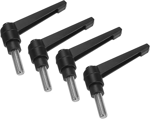 Miniatura 193 de uxcell 4 manijas de palanca de sujeción, perno macho roscado de acero al carbono de óxido negro M8 x 0.59 pulgadas, asas ajustables de bloqueo