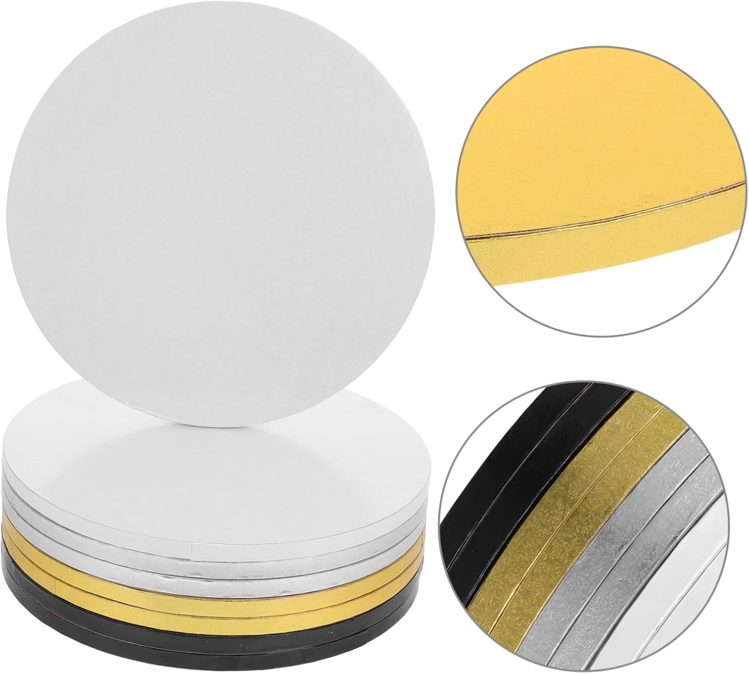Homoyoyo 8pcs Round Cake Boards Golden Silver Greaseproof Cake Drums 12-inch Cardboard Dessert Plates for Birthday Wedding Baby Shower