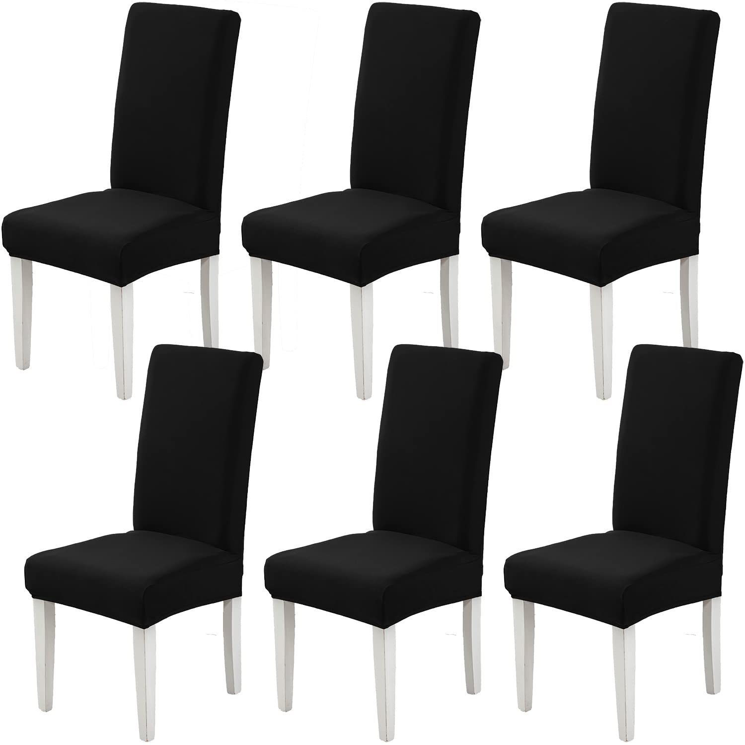 Xundefeng Funda para Silla De Comedor Fundas para Sillas Pack 6 Piezas Negro Respaldo Alto Cantilever Elásticas Ajustable Estampadas Modernas Jacquard Cubierta Cocina