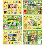 Capoda 24 Pack Spring Picture Photo Frames Craft Kit Spring DIY Crafts with Stickers for Kids Children Classroom Art Activities Gift Classroom Room Decoration(Fresh)