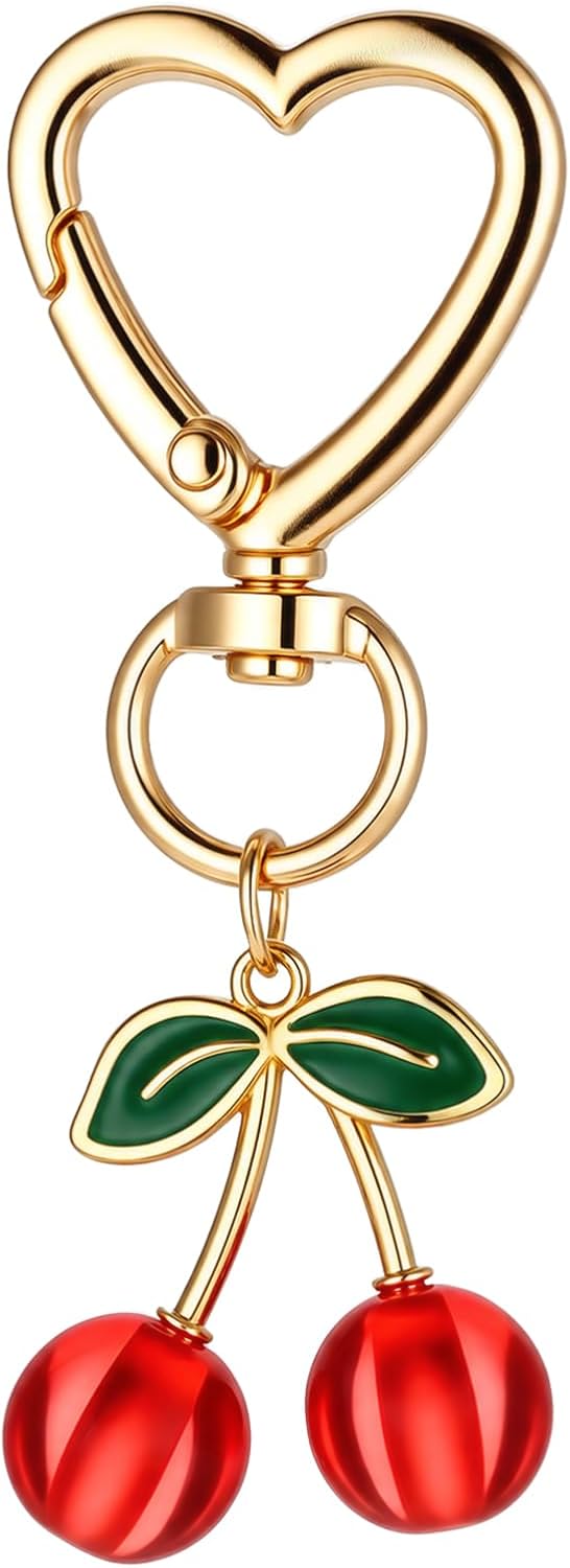 Cute Cherry Keychain, Keychain Cherry Bag Charms, Sparkling Purse Charms, Adorable Key Chains Women Cute for Handbags & Car Keys