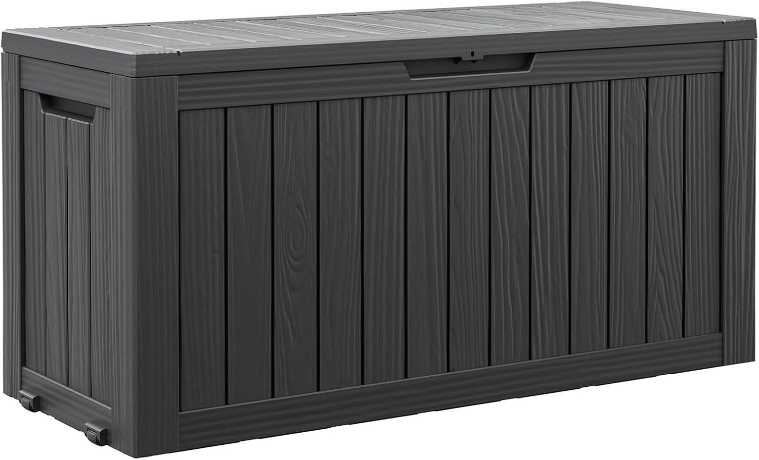 Baulera Exterior Impermeable 130L para Almacenaje Terraza, Rayado Negro