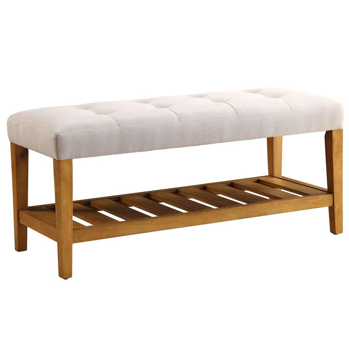 ACME Furniture Charla Bench, Light Gray & Oak, One Size