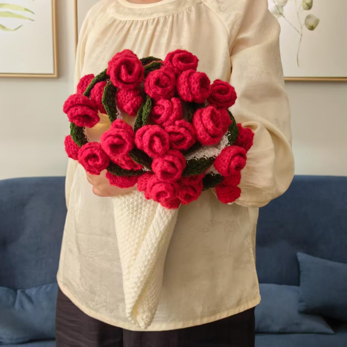 Amazon｜[POZEAL]花束ブランケット【完成品 直径60/80cm 21/33輪の花