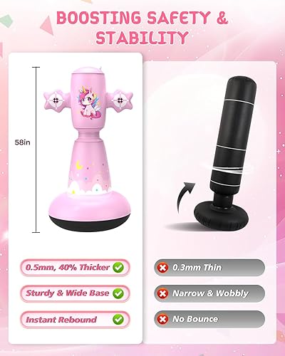 Miniatura 6 de 67 Inch Inflatable Punching Bag for Kids 3-12, Standing Boxing Set for Karate & Taekwondo Training, Stable Boxing Bag Active Toy for Boys & Girls,