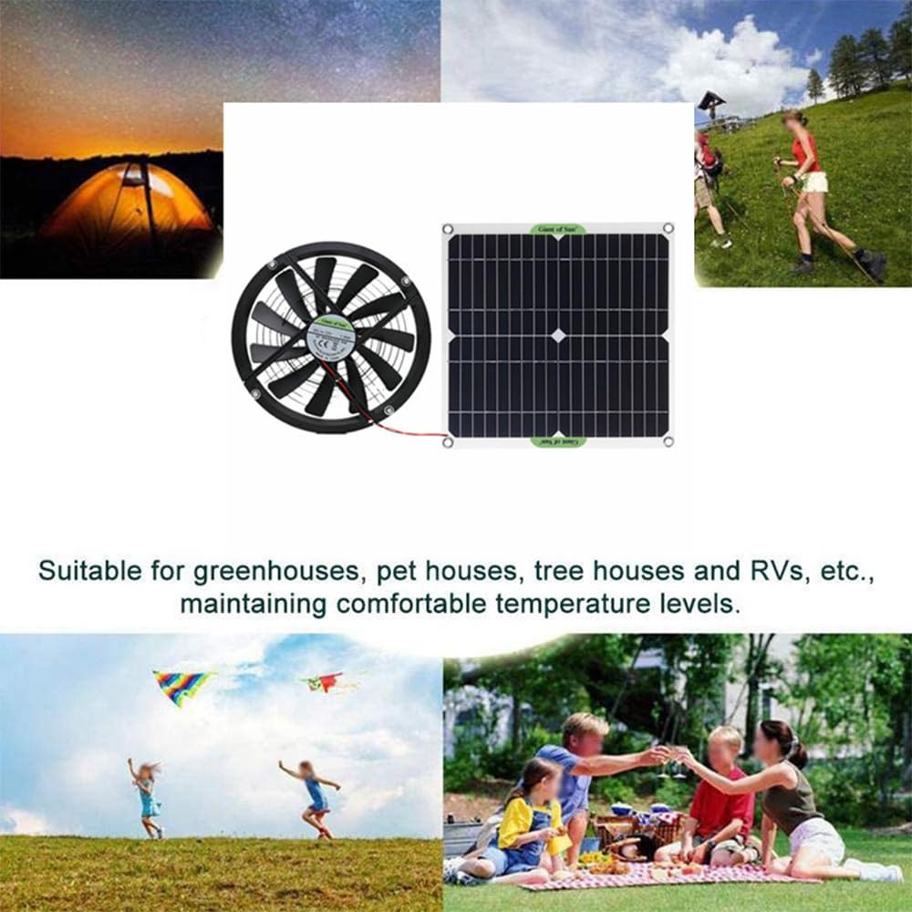 Pannello solare in silicio monocristallino da 100 W, 18 V, ventilatore a energia solare, mini ventilatore da 10 pollici, ventilatore a energia solare, per la casa degli animali domestici