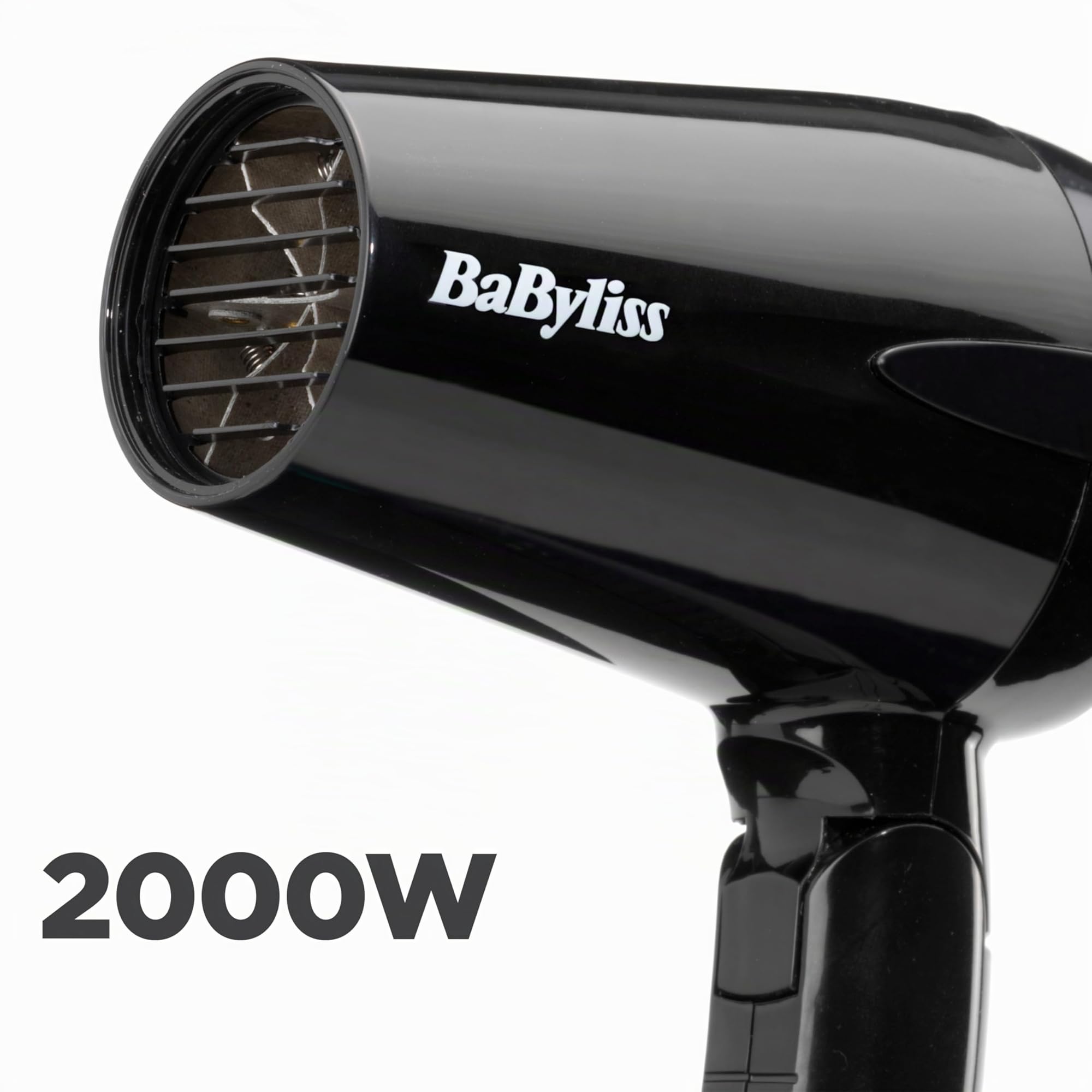 BaByliss Secador de Pelo de Viaje Plegable - 2000 W, Secador ligero y potente, Multivoltaje, Compacto, Uso mundial, 2 Ajustes de calor/velocidad, Negro/naranja, 5334E