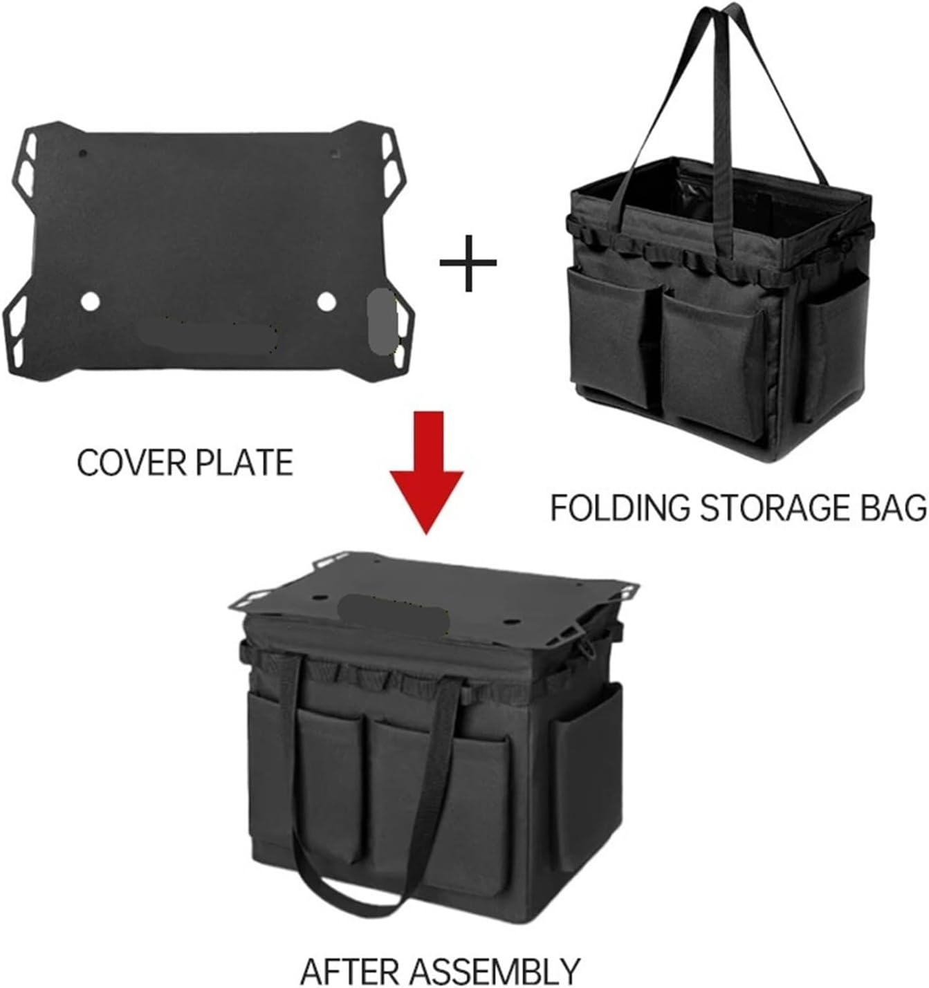 Multifunctional Outdoor Camping Bag with Detachable Table Board, Large Capacity Tool Storage for Picnic Travel(Black bag and table)