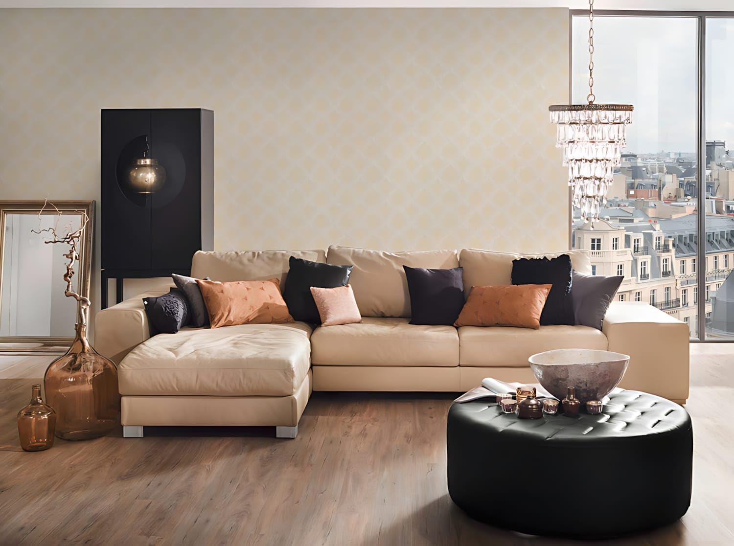 Profhome Barock Tapete 956297-GU Textiltapete creme gold beige 0,53 m x 10,05 m / 5,33 m2