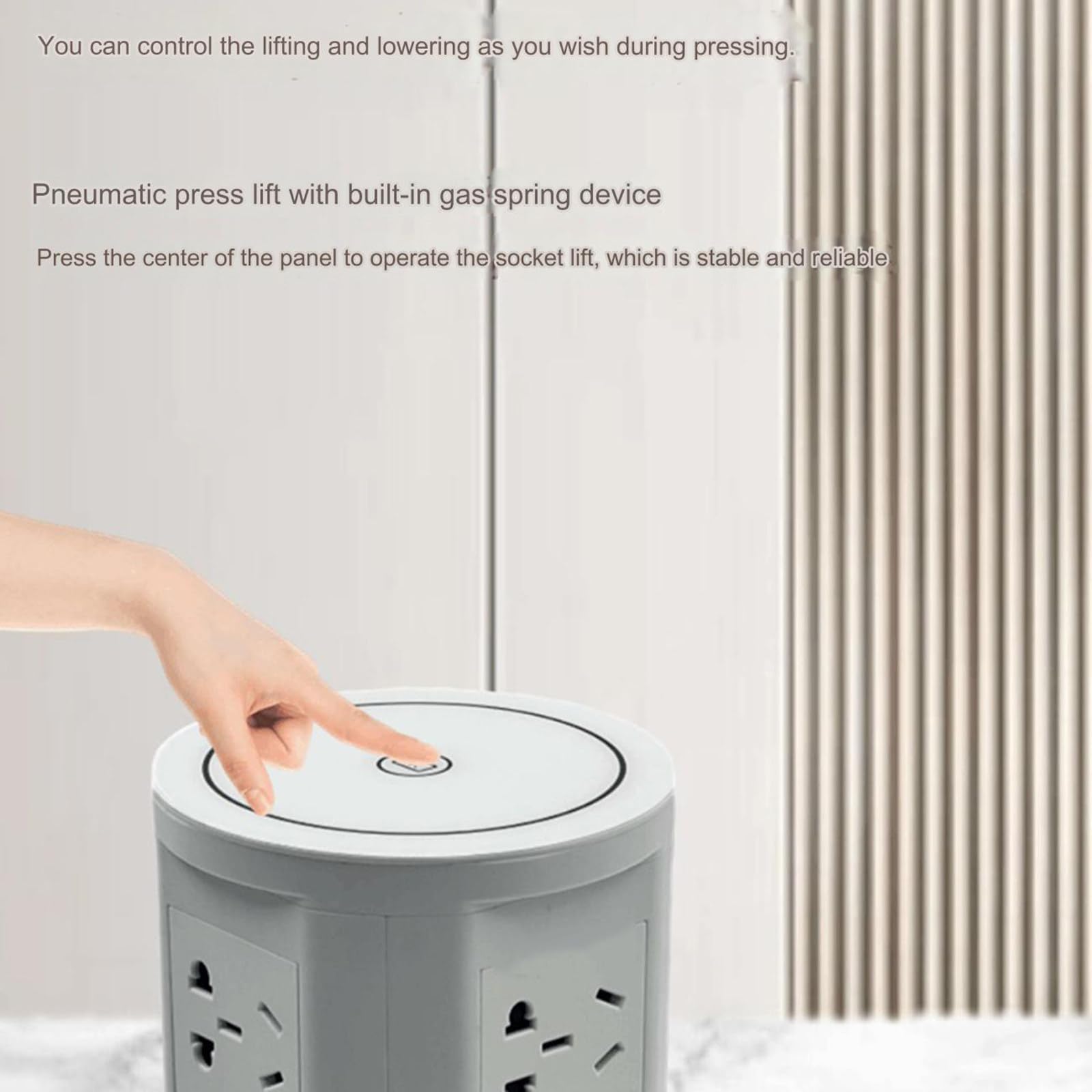 Listwy zasilające Naciśnij gniazdo podnośnika pneumatycznego, bezprzewodowo ładuj pulpitu, pobieraj energię ze wszystkich stron, łatwy w instalacji(White,Charging)
