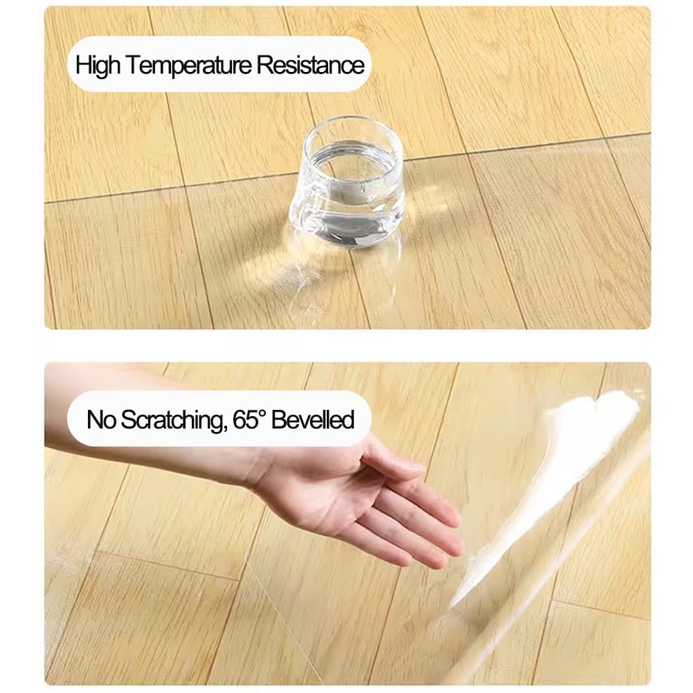 Tapis Transparent Haute Transparence pour sols durs/moquettes, 1,5 mm/0,06'', imperméable, épais et Robuste, pour Bureau, Chaise, Protection de Sol résistante pour Cuisine et Salon (100 x 12