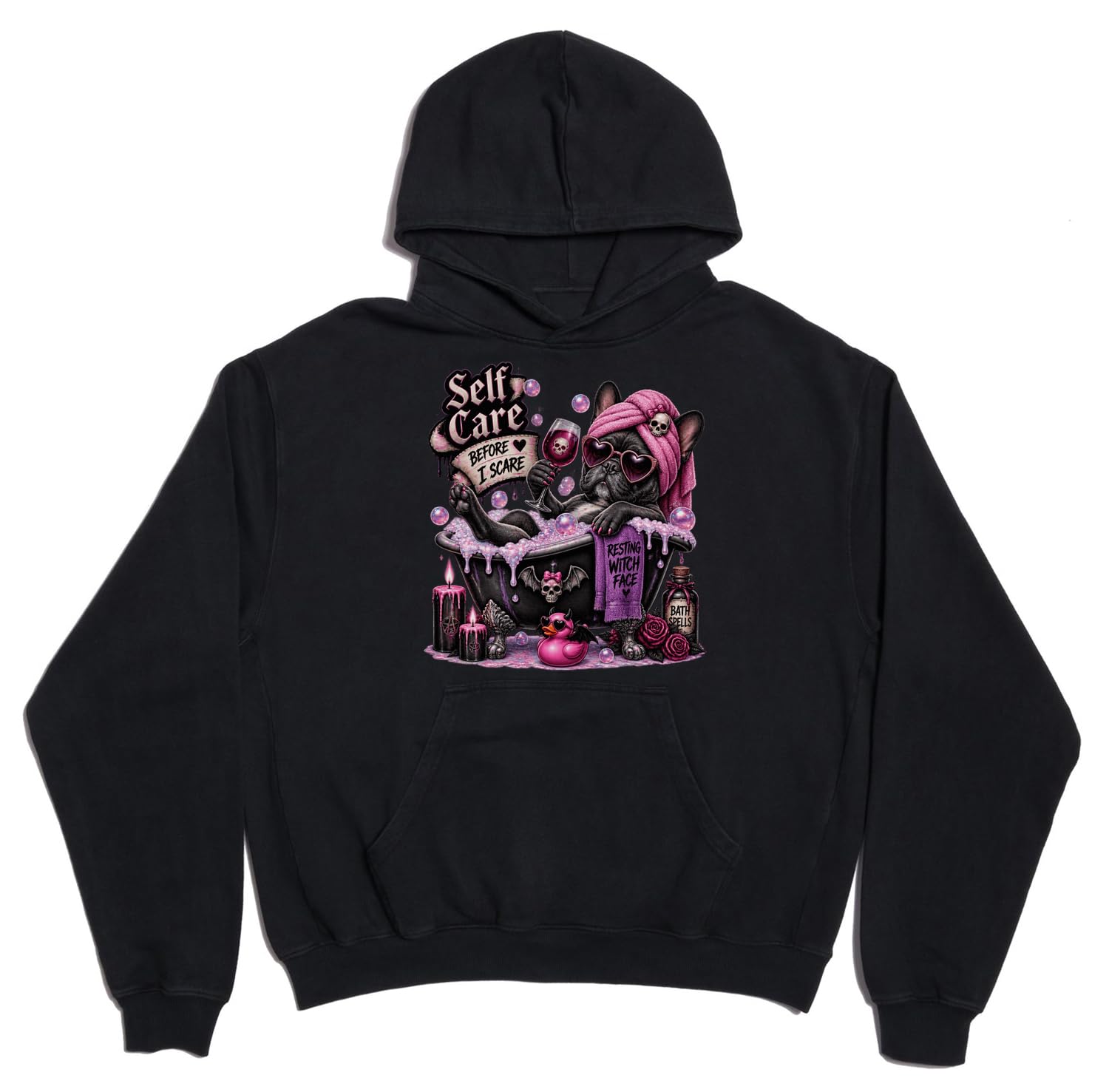 Relaksująca scena kąpieli z ciemnym humorem unisex oversize ciężka mieszanka bawełny bluza z kapturem czarna
