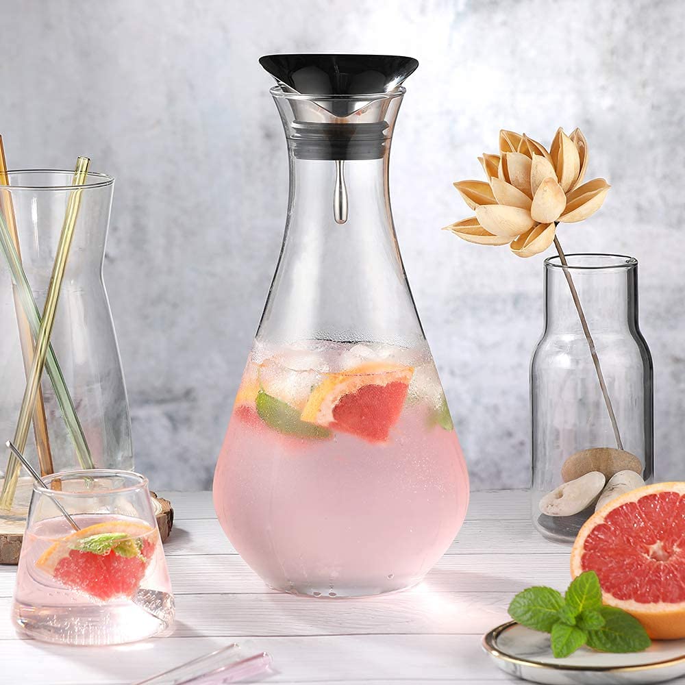 Carafe En Verre Borosilicate 1,8L Ecooe Avec Couvercle Inox - Pichet Pour Eau, Thé, Lait, Résistant à La Chaleur - 4