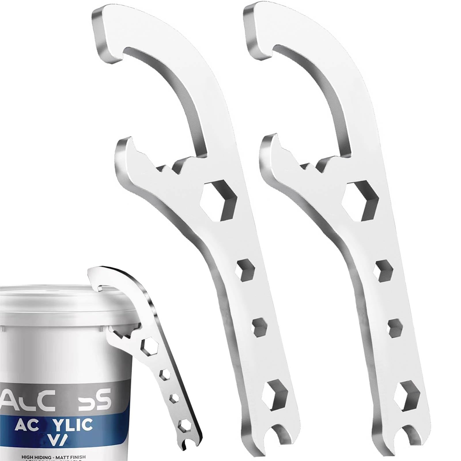 Bucket Opener Paint Can Opener Tool 5 Gallon Lid Opener Remover Wrench Manual Can Opener Spanner for Home Industrial Use Portable Multi-Size Multifunctional Adjustable Wrench 2pcs