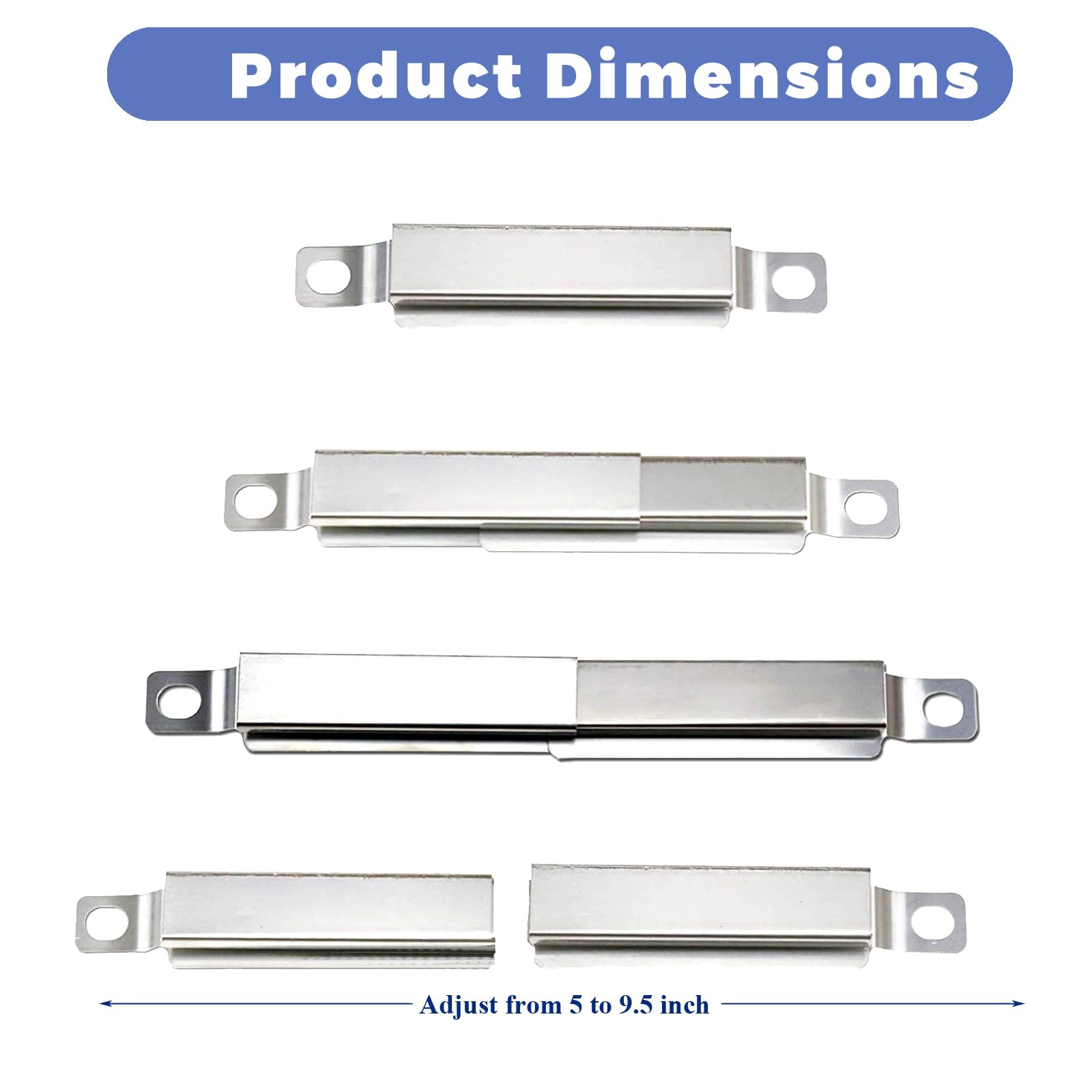ADJH001 - Placas de calor (paquete de 3) que se extienden desde 11.75 hasta 21 pulgadas, escudo térmico ajustable de acero inoxidable, tienda de campaña de calor para parrilla, saborizador, cubierta